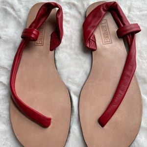 Minimalistic red leather simple strap sandal size 9.5